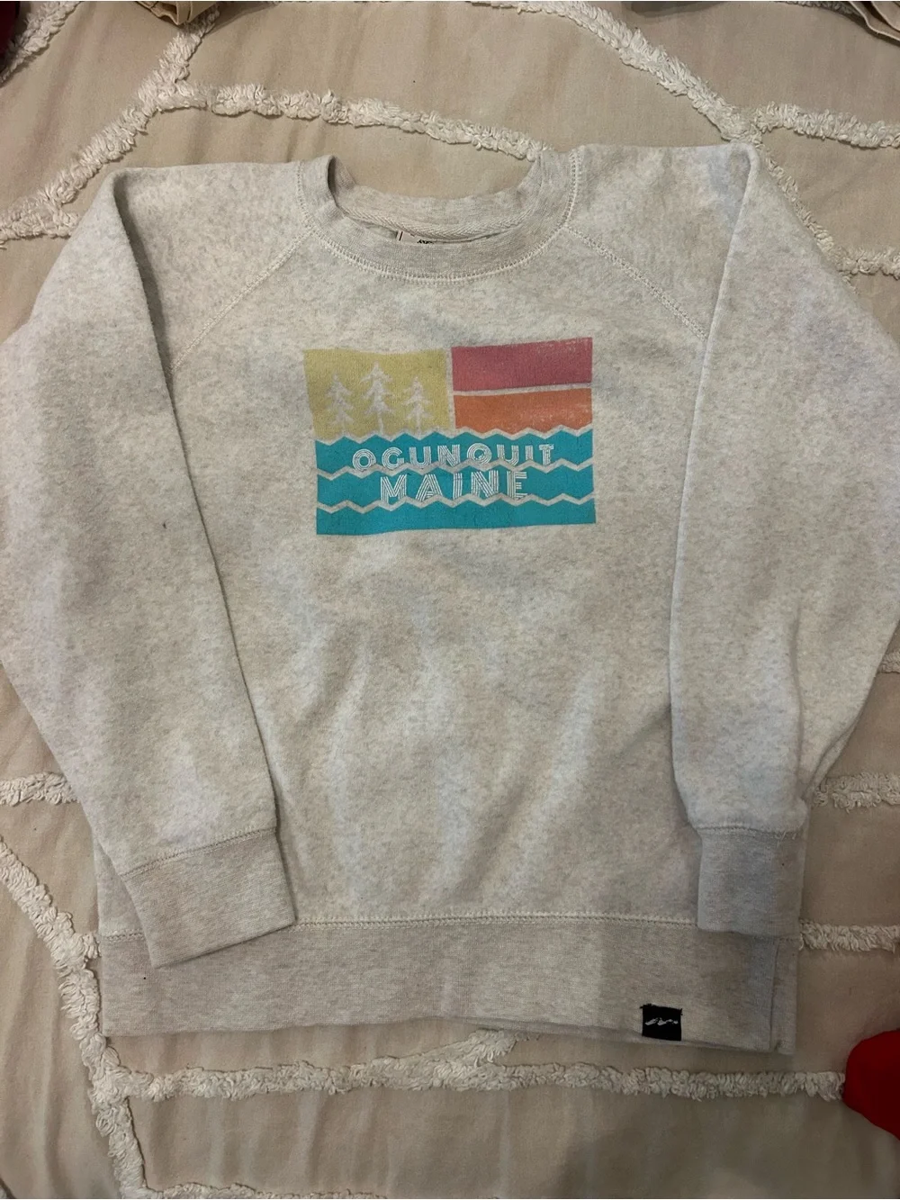 Youth Crewneck Sweatshirt in Heather Gray - Ogunquit Maine Graphic